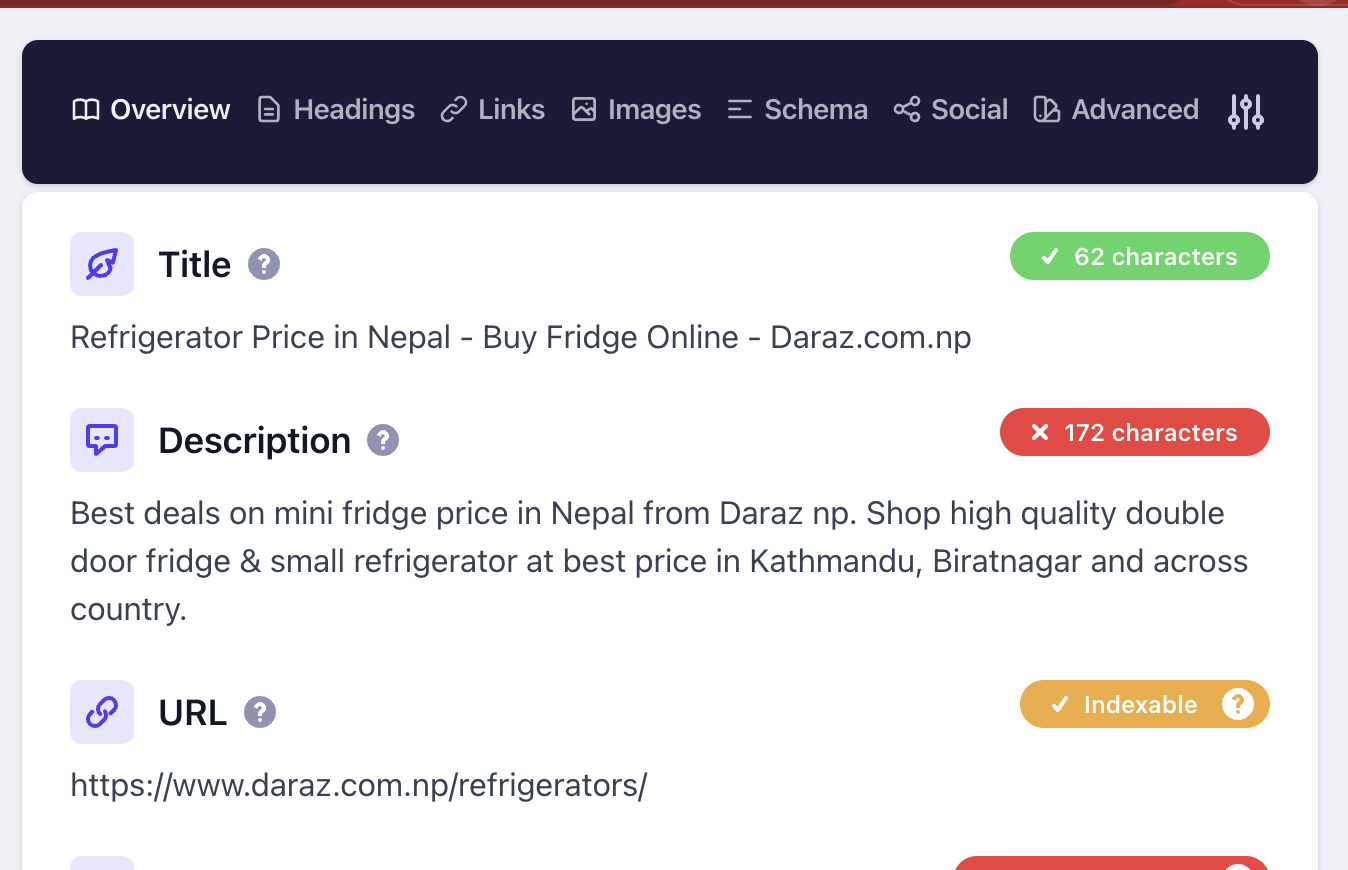 optimized meta tag of daraz for the keyword refrigerator price in nepal